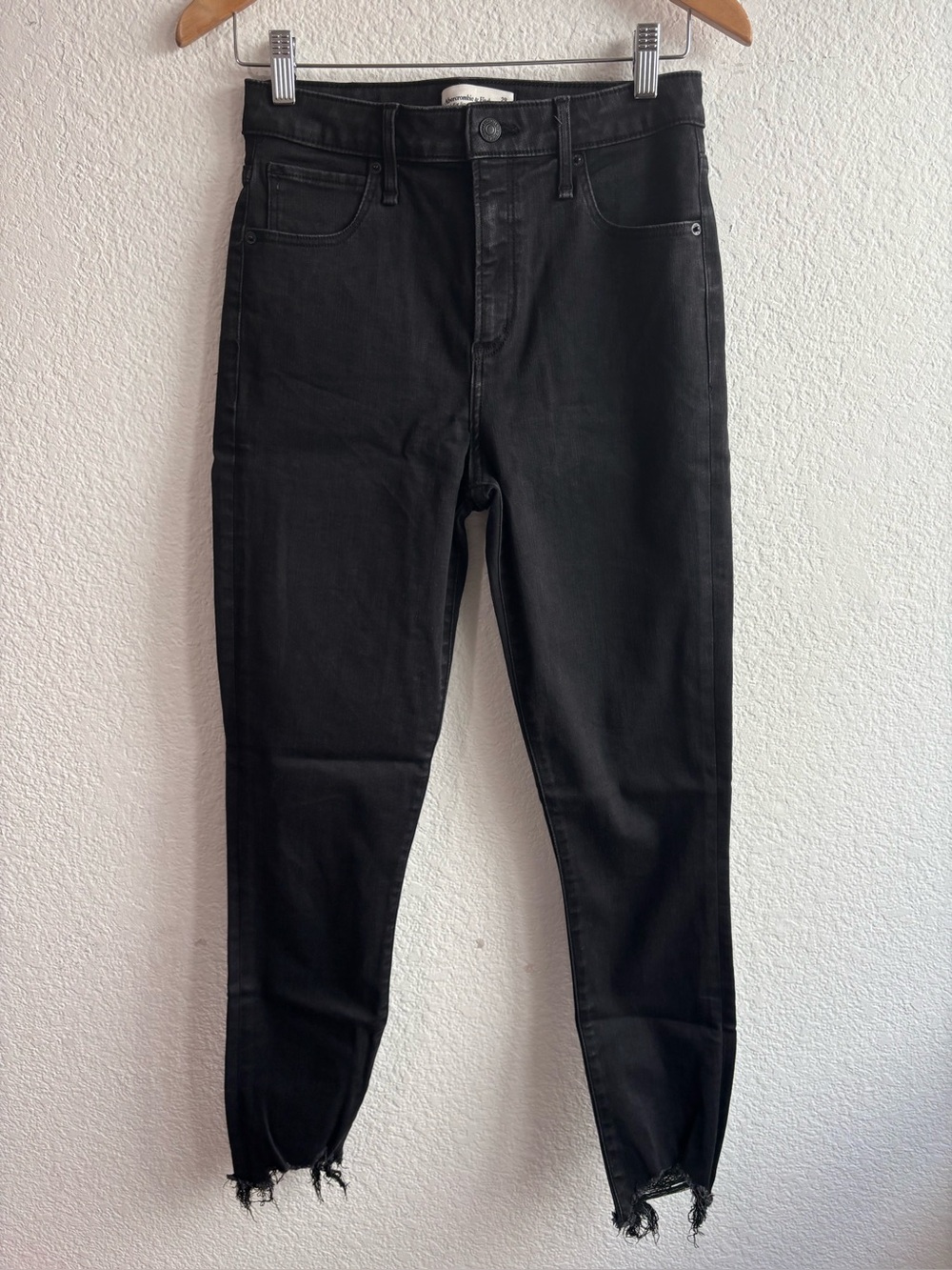 Abercrombie & Fitch High Rise Super Skinny Ankle Jeans Black Size 8 Long Tall